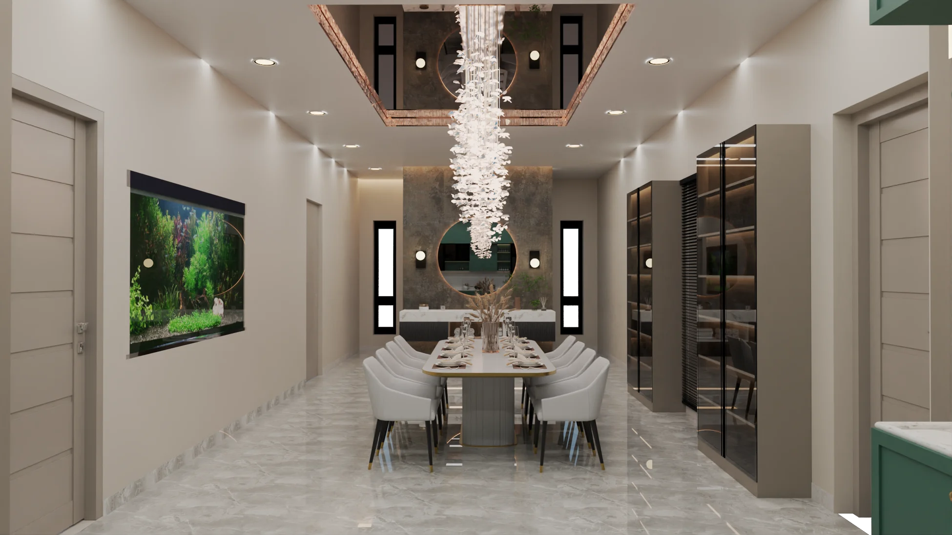 Tray ceiling with lights by HomeOne Interiors Chennai