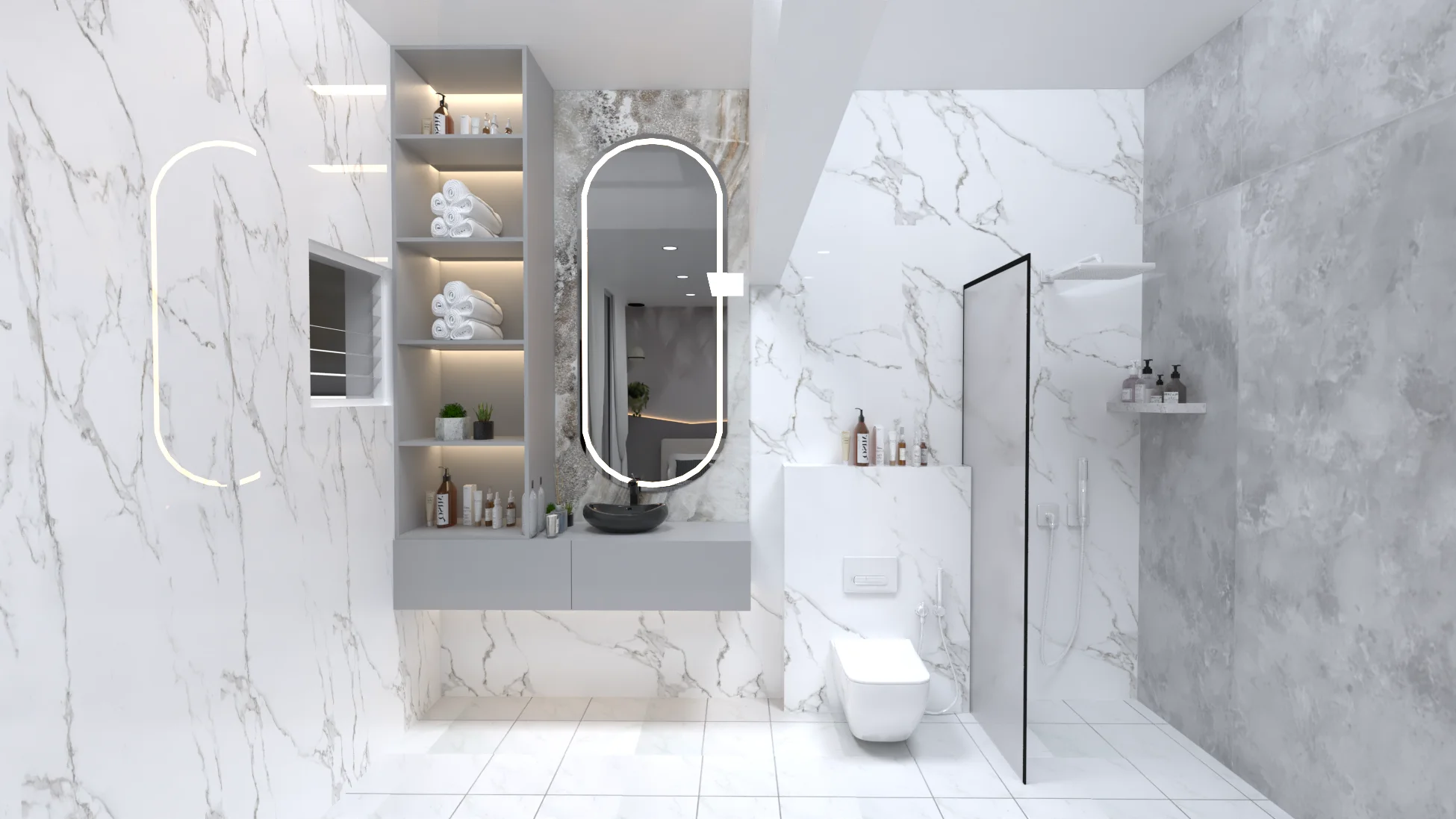 Compact bathroom design for 2BHK apartment in Chennai
