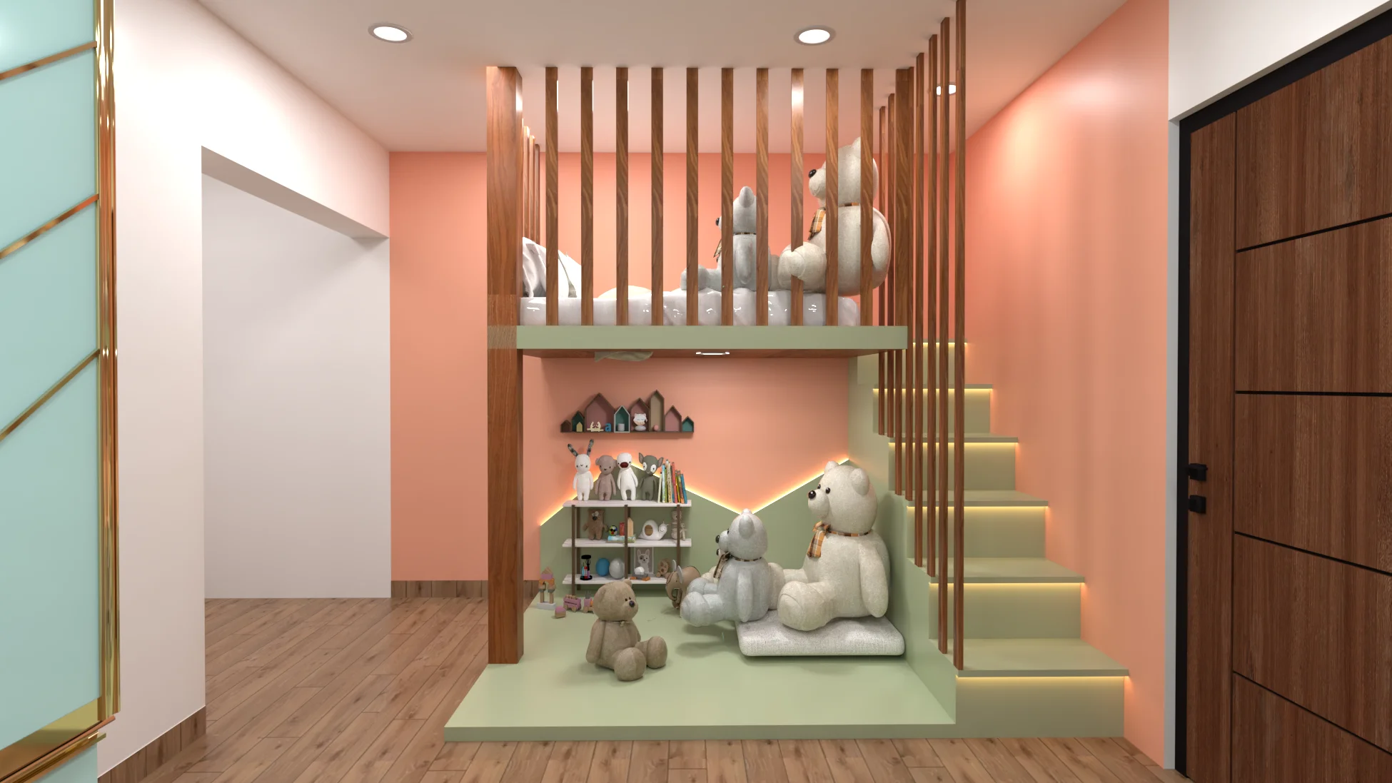 Shared kids room with bunk beds for siblings in Chennai