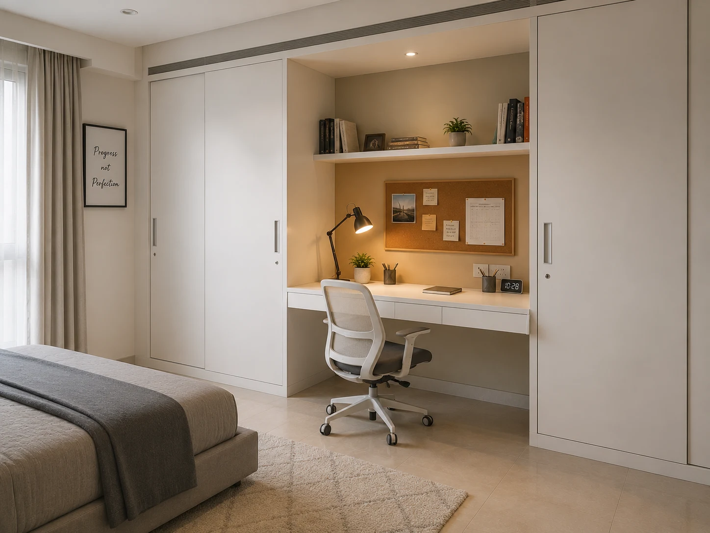 Bedroom and study room dual purpose design Chennai