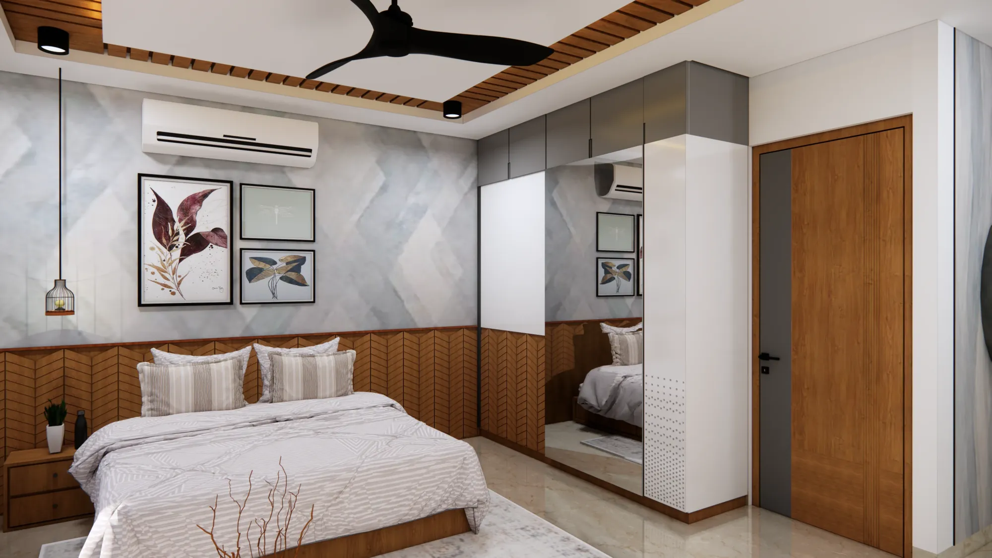 Cosy bedroom design by HomeOne Interiors Chennai