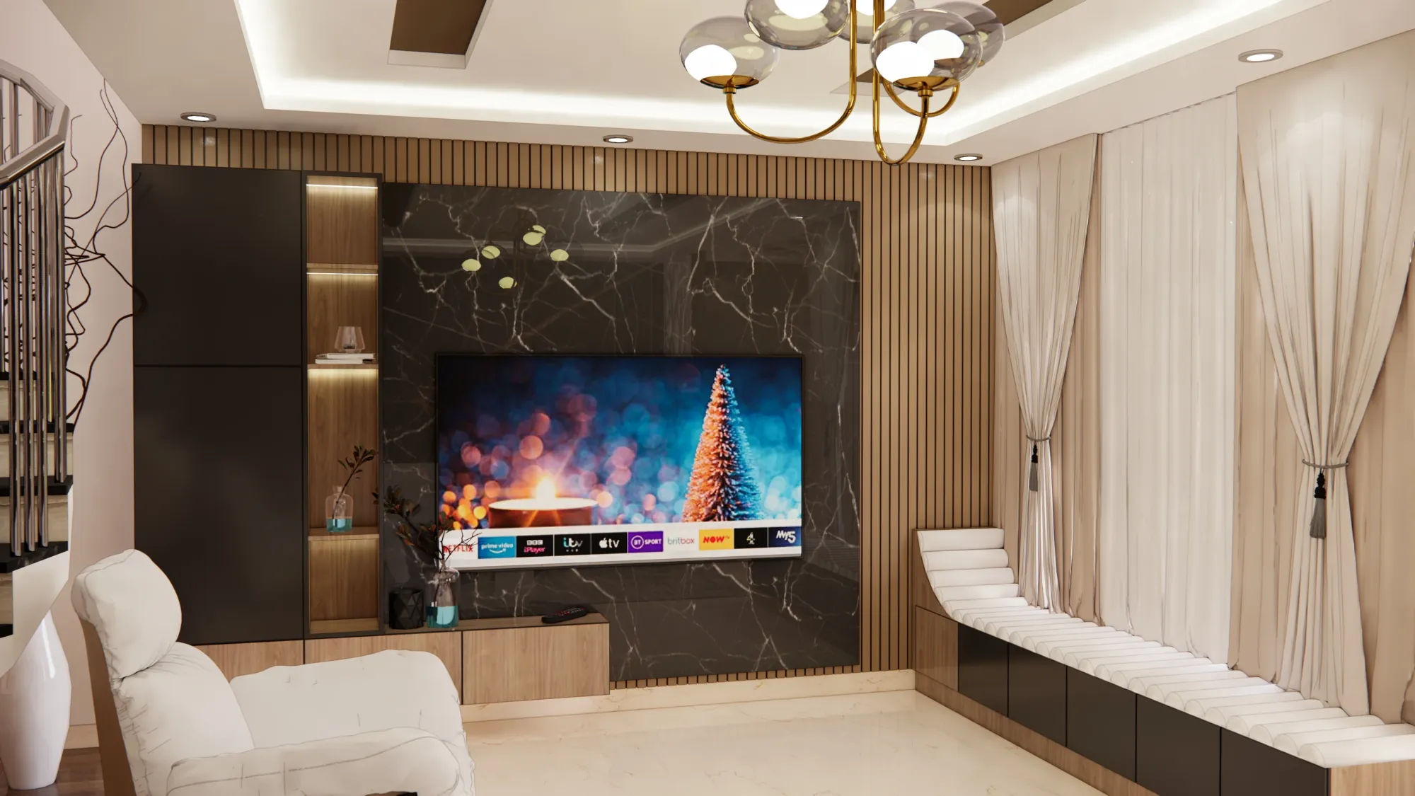 Luxury gypsum false ceiling by HomeOne Interiors Chennai